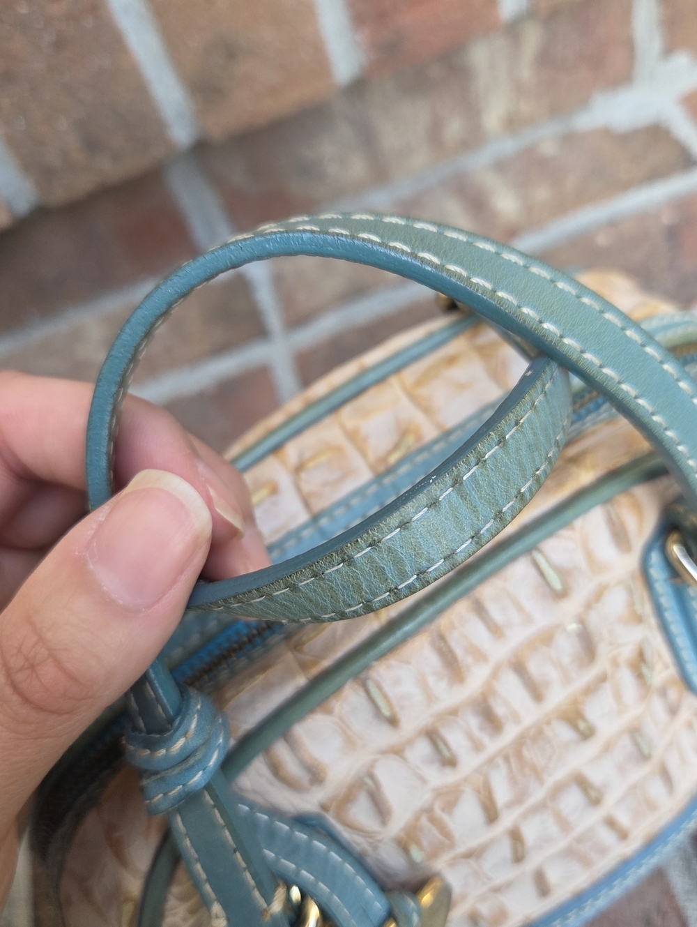 Dooney & Bourke Croc Mini Satchel Light Blue Trim| Throwback Mini Bag - Picture 12 of 14